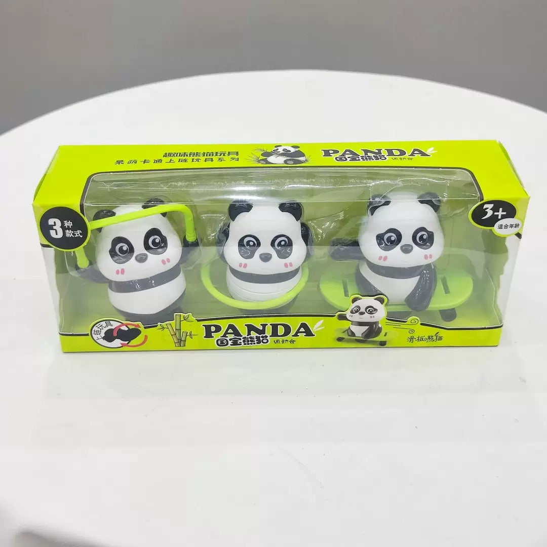 Clockwork Panda Set (3pcs) - Wind-Up Mechanical Toy Collection