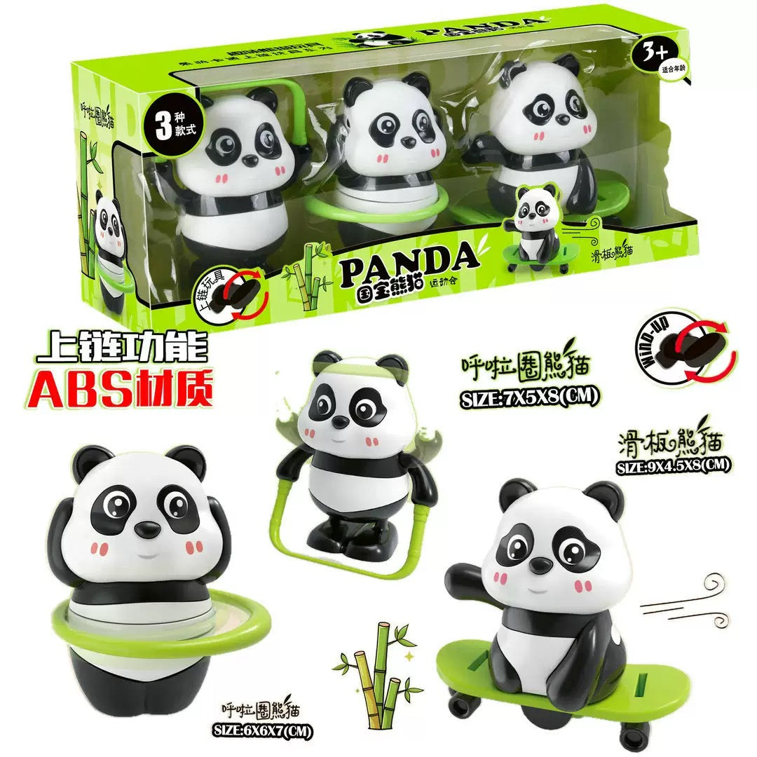 Clockwork Panda Set (3pcs) - Wind-Up Mechanical Toy Collection