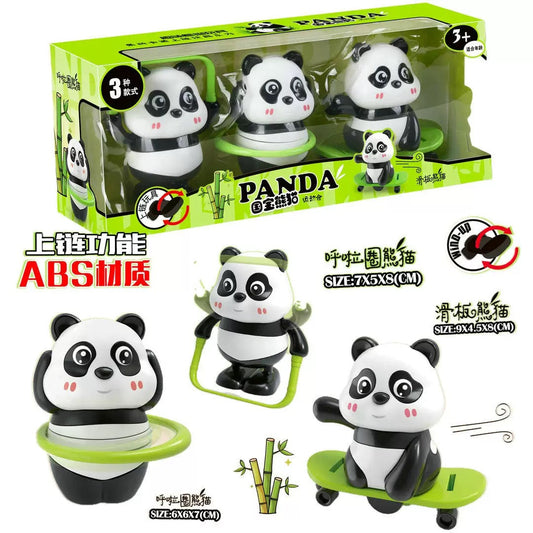 Clockwork Panda Set (3pcs) - Wind-Up Mechanical Toy Collection