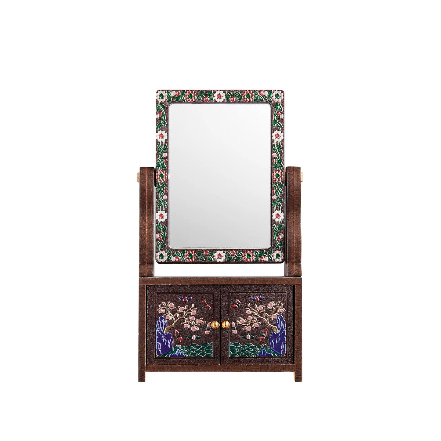 Handmade Mini Wardrobe Makeup Mirror - Vintage Dollhouse Style