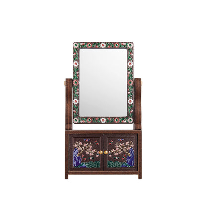 Handmade Mini Wardrobe Makeup Mirror - Vintage Dollhouse Style