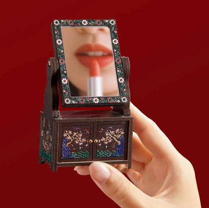 Handmade Mini Wardrobe Makeup Mirror - Vintage Dollhouse Style