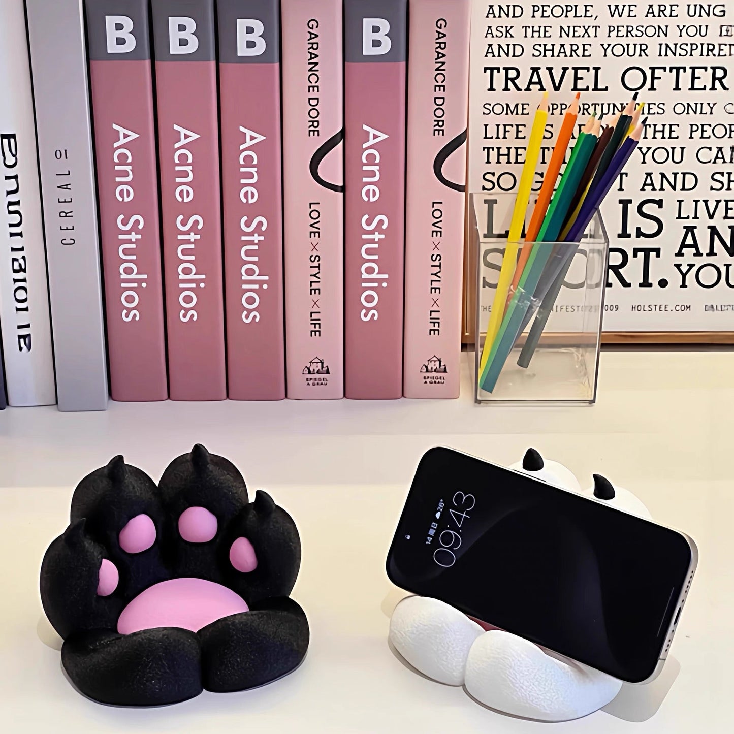 Cat Paw Phone Grip Stand - Cute Cartoon Animal Phone Holder for Desk & Car