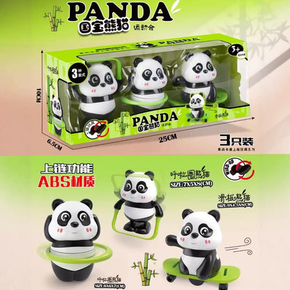 Clockwork Panda Set (3pcs) - Wind-Up Mechanical Toy Collection